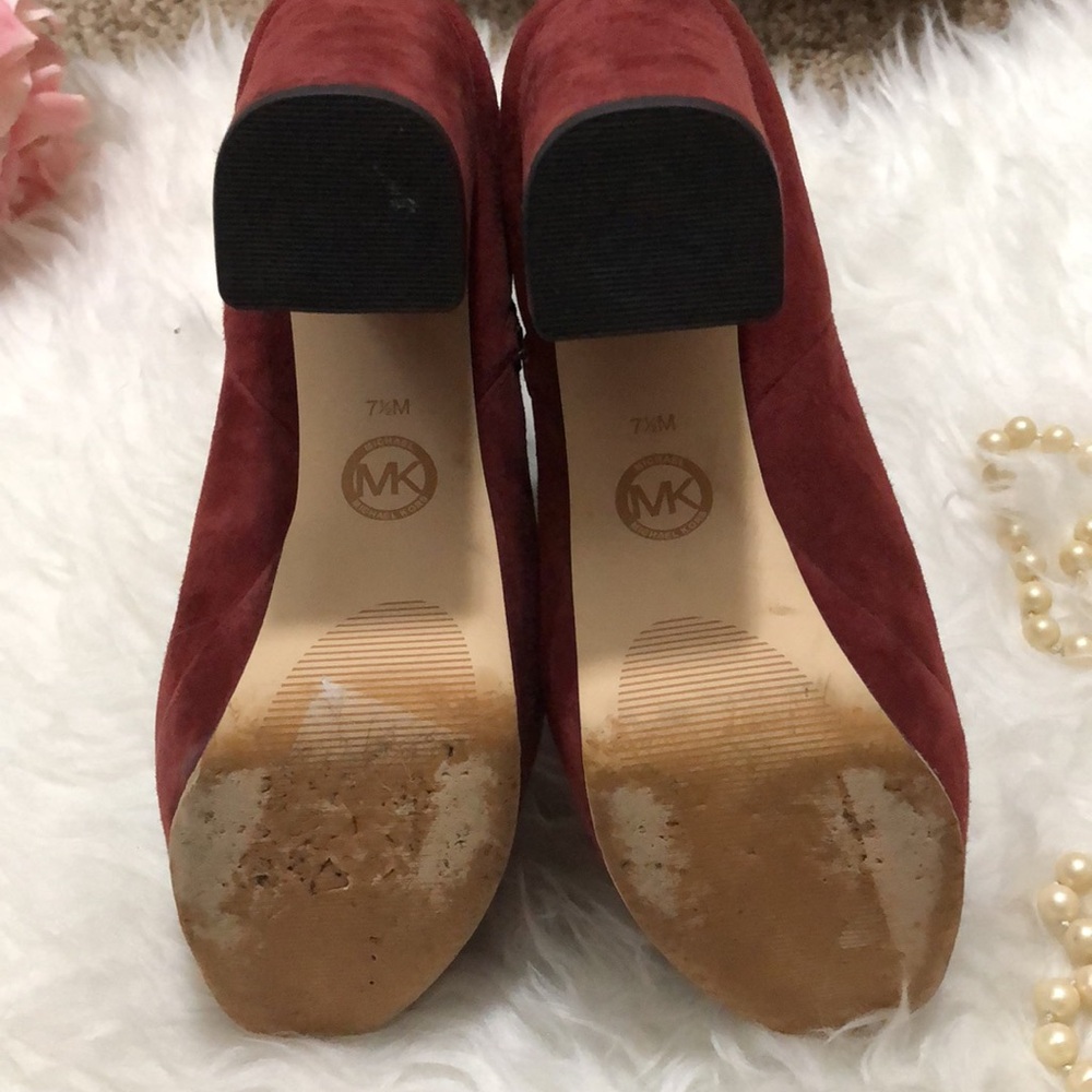 • MICHAEL KORS • Burgundy Suede Platform Ankle Boots • FRENCHIE - Picture 12 of 16